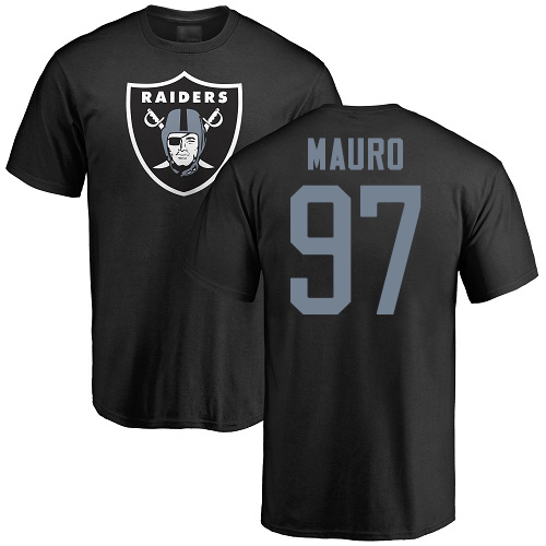 Men Oakland Raiders Black Josh Mauro Name and Number Logo NFL Football #97 T Shirt->oakland raiders->NFL Jersey
